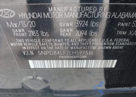 2020 Hyundai Elantra Limited from USA, damaged, VIN 5NPD84LF2LH597516